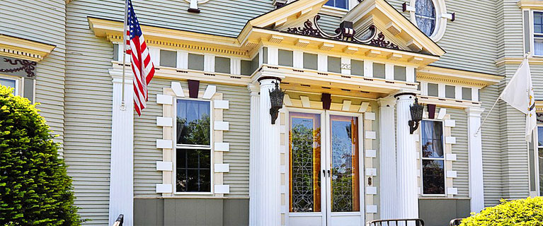 Greek Revival entry to this boutique lodging in Providence